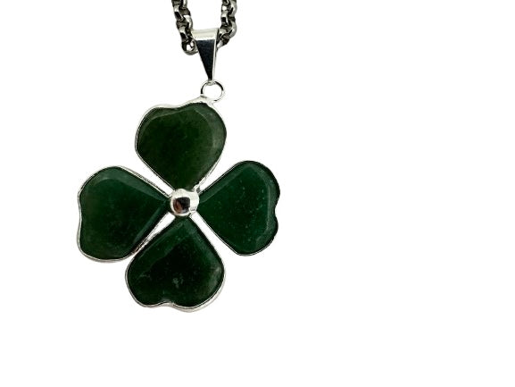 COLGANTE TRÉBOL CUARZO VERDE