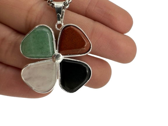 COLGANTES TRÉBOL CUARZOS VARIOS