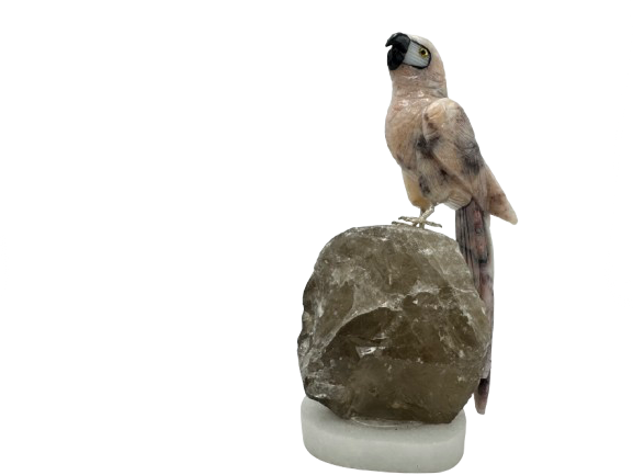 PÁJARO DECORATIVO EN MINERAL NATURAL CALCITA NARANJA