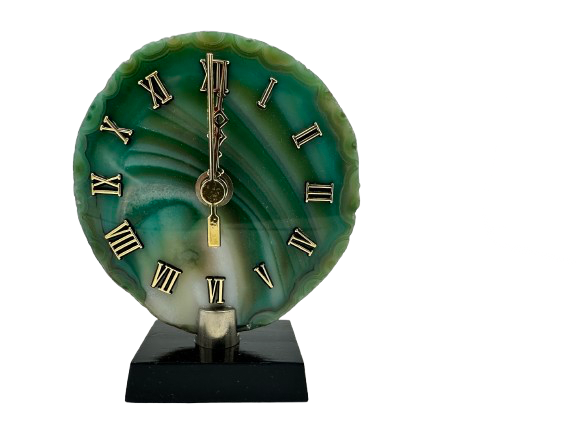 RELOJ DE ÁGATA VERDE CHAPA NATURAL