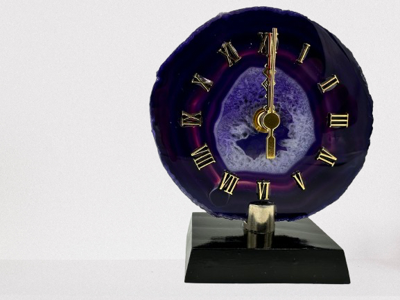 RELOJ DE ÁGATA MORADA CHAPA NATURAL