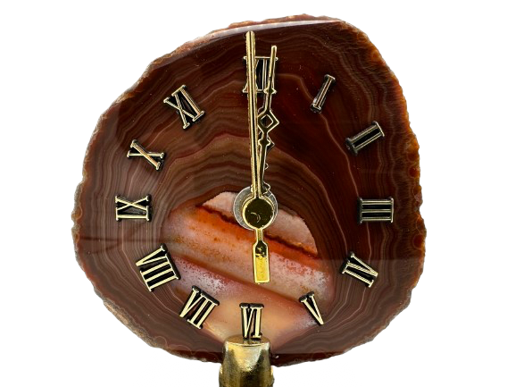 RELOJ DE ÁGATA MARRÓN CHAPA NATURAL