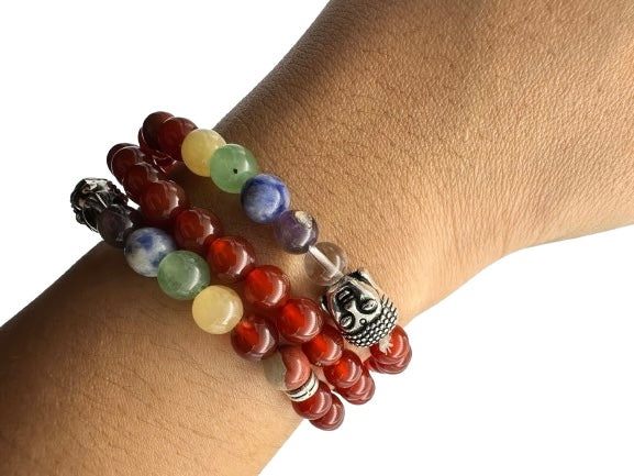 PULSERA CORNALINA CON CHACRAS