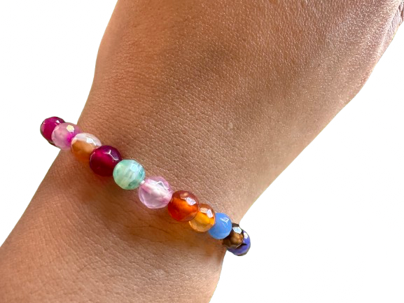 PULSERA ÁGATA MULTICOLOR FACETADA