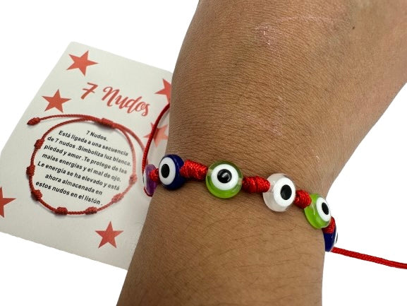 PULSERA 7 NUDOS CON OJOS TURCOS