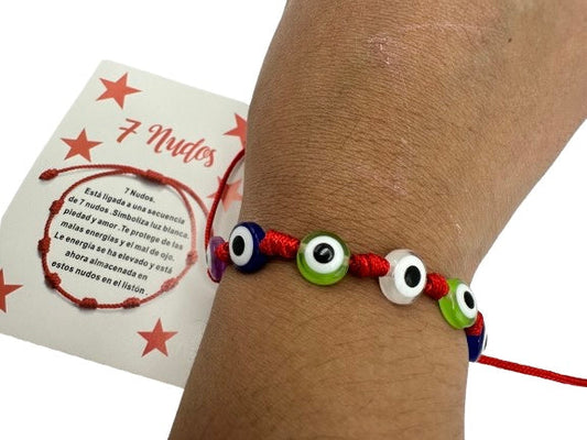PULSERA 7 NUDOS CON OJOS TURCOS