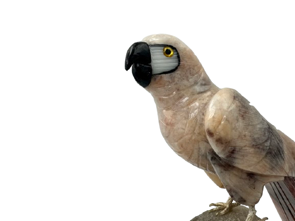 PÁJARO DECORATIVO EN MINERAL NATURAL CALCITA NARANJA