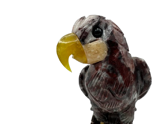 PÁJARO DECORATIVO EN MINERAL NATURAL CALCITA ROJA