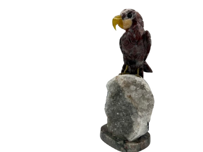 PÁJARO DECORATIVO EN MINERAL NATURAL CALCITA ROJA