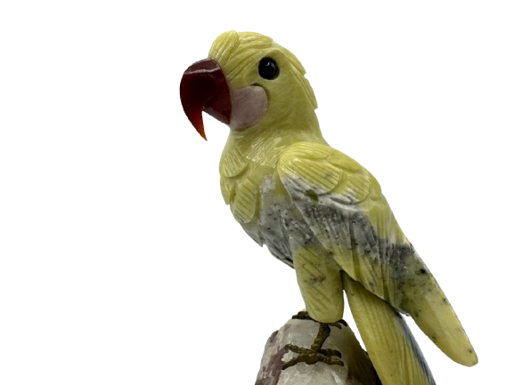 PÁJARO DECORATIVO EN MINERAL NATURAL CALCITA VERDE