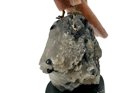 BÚHO DECORATIVO EN MINERAL NATURAL CALCITA ROSA