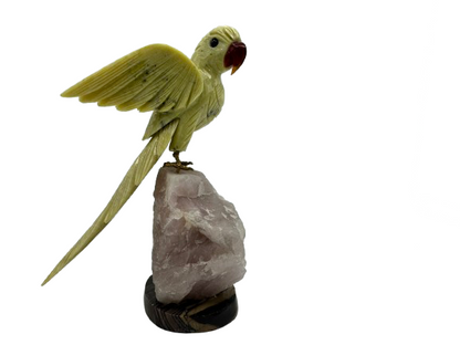 PÁJARO DECORATIVO EN MINERAL NATURAL TALLADO EN CALCITA VERDE
