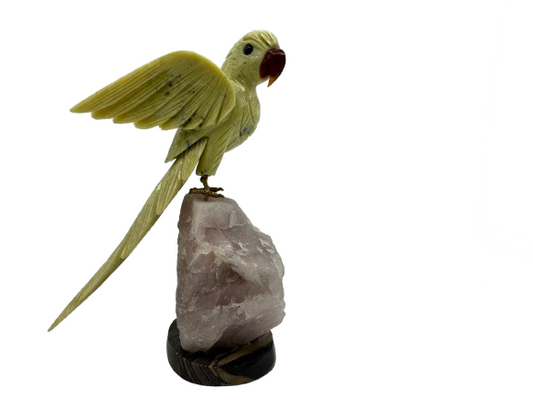 PÁJARO DECORATIVO EN MINERAL NATURAL TALLADO EN CALCITA VERDE