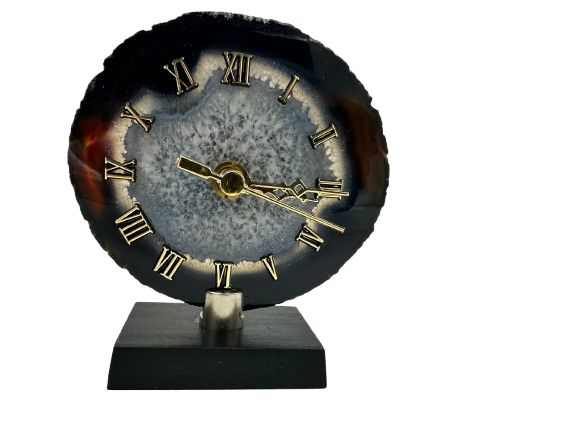 RELOJ DE  ÁGATA NEGRA CHAPA NATURAL