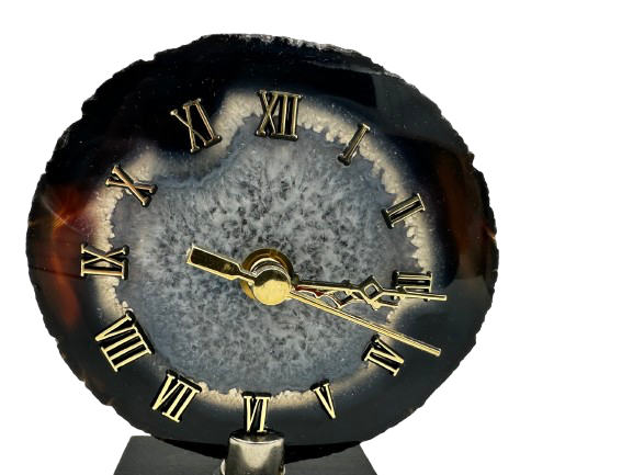 RELOJ DE  ÁGATA NEGRA CHAPA NATURAL