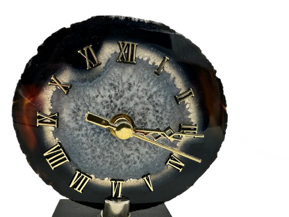 RELOJ DE  ÁGATA NEGRA CHAPA NATURAL