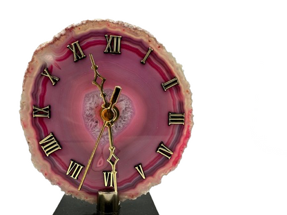 RELOJ DE ÁGATA ROSA  CHAPA NATURAL