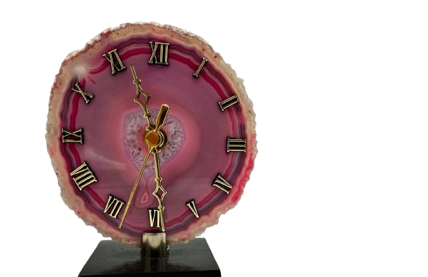 RELOJ DE ÁGATA ROSA  CHAPA NATURAL