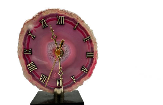 RELOJ DE ÁGATA ROSA  CHAPA NATURAL