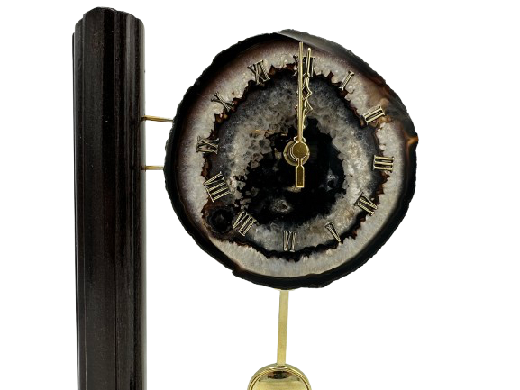 RELOJ DE ÁGATA NEGRA NATURAL CON BASE