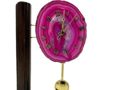 RELOJ DE ÁGATA ROSA NATURAL CON BASE