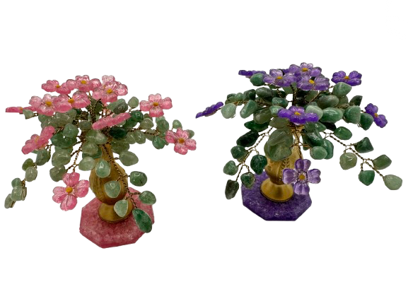 ÁRBOL DECORATIVO CUARZO VERDE (FLORES ROSA)