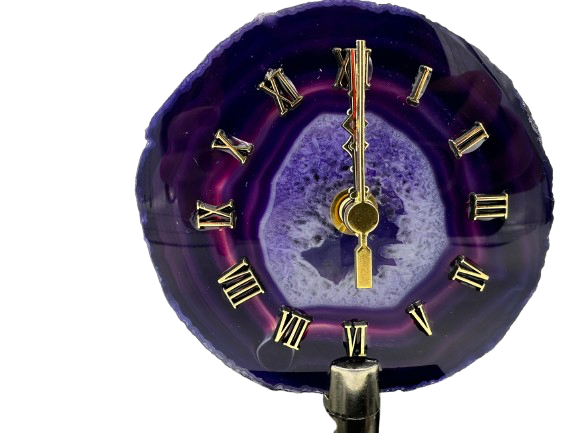 RELOJ DE ÁGATA MORADA CHAPA NATURAL